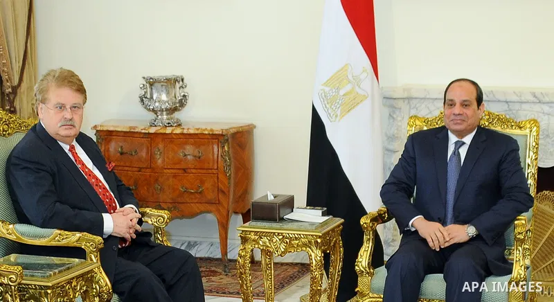 Egyptian President Abdel Fattah al-Sisi meets with a delegation of members of the European Parliament in Cairo, Egypt, on Feb. 07, 2016. Photo by Egyptian President Office
