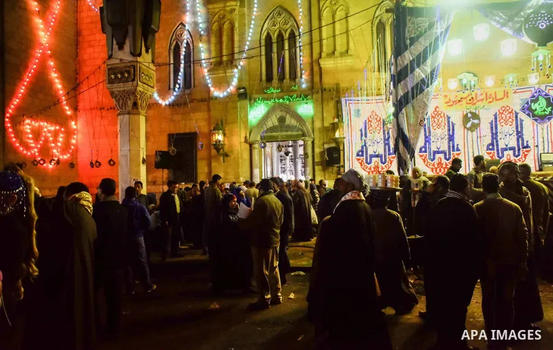 Egyptians celebrate "Moulid Al-Hussein", the birthday of Prophet Mohammad's grandson Hussein in Cairo, Egypt, February 10, 2016. Photo by Amr Sayed