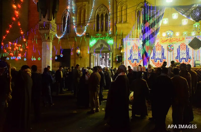 Egyptians celebrate "Moulid Al-Hussein", the birthday of Prophet Mohammad's grandson Hussein in Cairo, Egypt, February 10, 2016. Photo by Amr Sayed