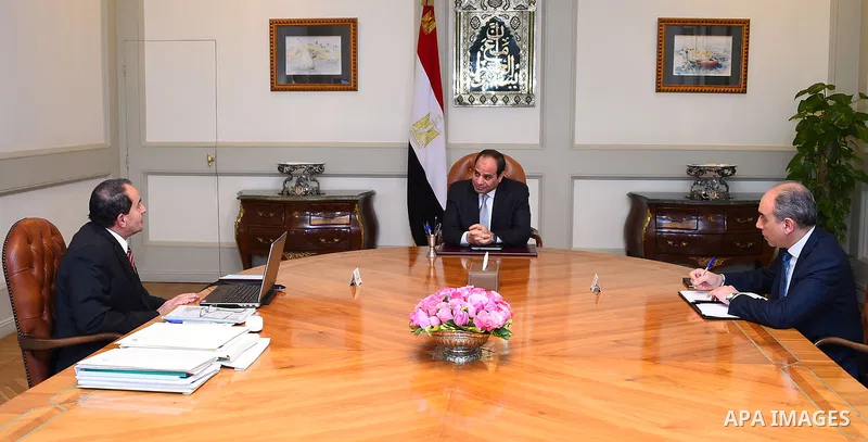 Egypt's President Abdel Fattah al-Sisi meets with Minister of Agriculture, Cairo, Egypt, February 10, 2016. Photo by Egyptian President Office