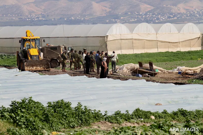 Israeli bulldozers demolish Palestinian homes in the Jordan valley, near the West Bank town of Tubas on February 11, 2016. Israel is planning to annex the Jordan Valley into a completely Israeli area, primarily in agricu...