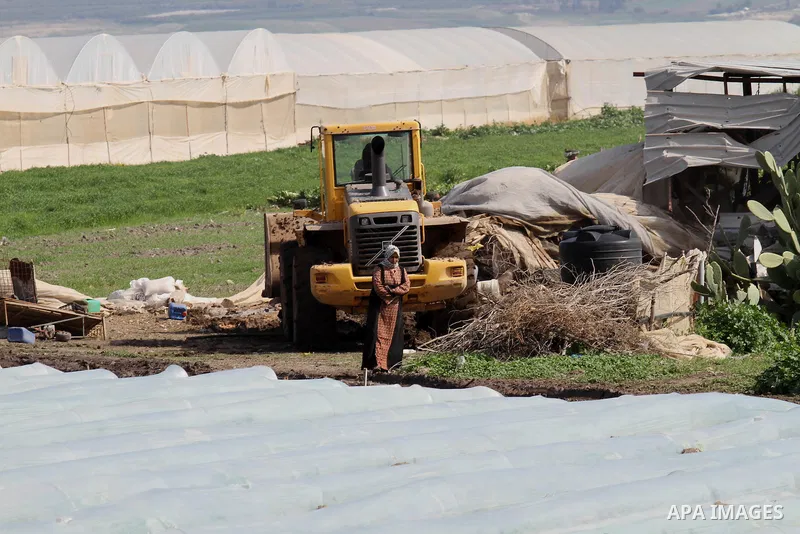 Israeli bulldozers demolish Palestinian homes in the Jordan valley, near the West Bank town of Tubas on February 11, 2016. Israel is planning to annex the Jordan Valley into a completely Israeli area, primarily in agricu...