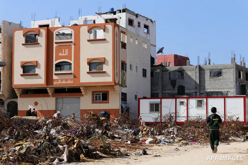 Reconstructed house which destroyed during 2014 war funded by Qatari grant is seen in Shijaiyah neighborhood in the east of Gaza city on Feb. 11, 2016. Photo by Mohammed Asad