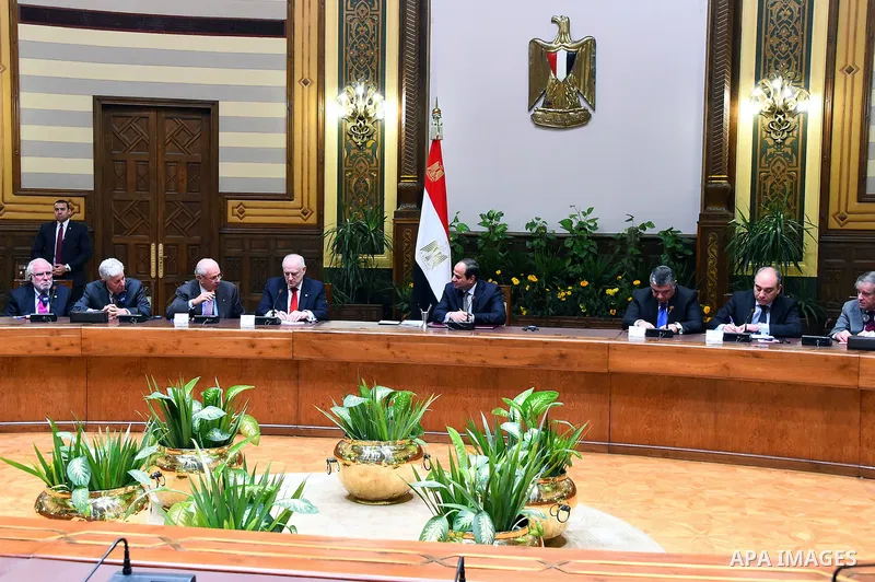 Egyptian President Abdel Fattah al-Sisi meets with a delegation of heads of American Jewish organizations Cairo, Egypt, on Feb. 11, 2016. Photo by Egyptian President Office