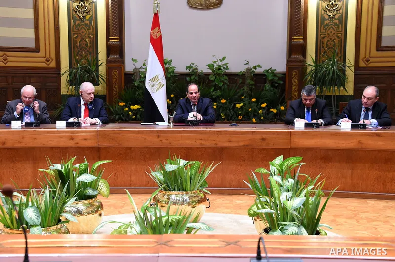 Egyptian President Abdel Fattah al-Sisi meets with a delegation of heads of American Jewish organizations Cairo, Egypt, on Feb. 11, 2016. Photo by Egyptian President Office