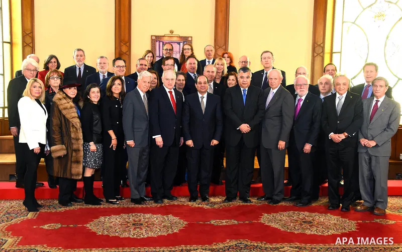 Egyptian President Abdel Fattah al-Sisi meets with a delegation of heads of American Jewish organizations Cairo, Egypt, on Feb. 11, 2016. Photo by Egyptian President Office