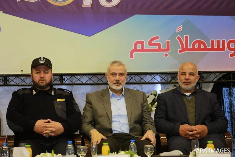 Senior Hamas leader Ismail Haniyeh attends a ceremony of the harvest of police work for the 2015, in Gaza city on February 13, 2016. Photo by Yasser Qudih