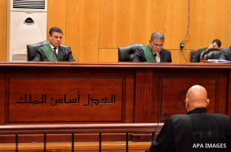 An Egyptian Judge attends the trial of ousted Egyptian president Mohammed Morsi, during the 'Qatar espionage' case, in a court in Cairo on Feb. 13, 2016. The defendants are accused of 'leaking important national security...
