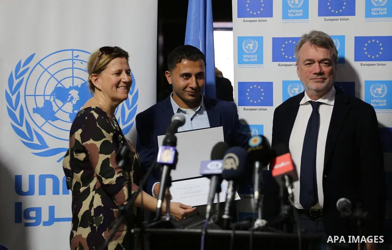 Director of UNRWA operations in Gaza Bo Shack, attends a photo gallery organized by the Relief and Works Agency "UNRWA", in Gaza city on Feb. 15, 2016. Photo by Mohammed Asad