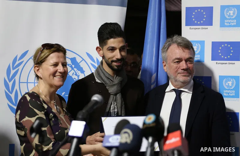 Director of UNRWA operations in Gaza Bo Shack, attends a photo gallery organized by the Relief and Works Agency "UNRWA", in Gaza city on Feb. 15, 2016. Photo by Mohammed Asad
