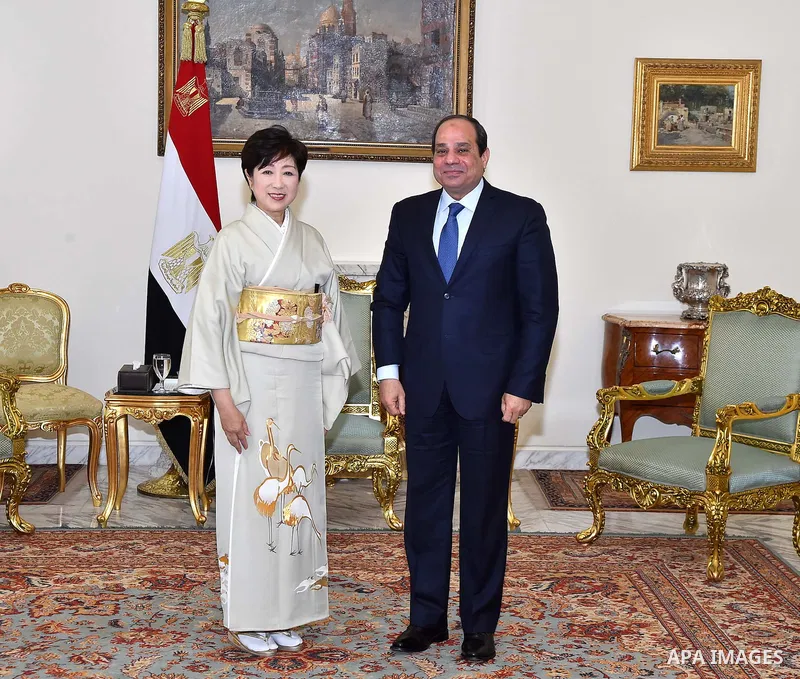 Egyptian President Abdel Fattah al-Sisi meets with Yuriko Koike, a member of the Japanese House of Representatives in Cairo, Egypt, on Feb. 15, 2016. Photo by Egyptian President Office
