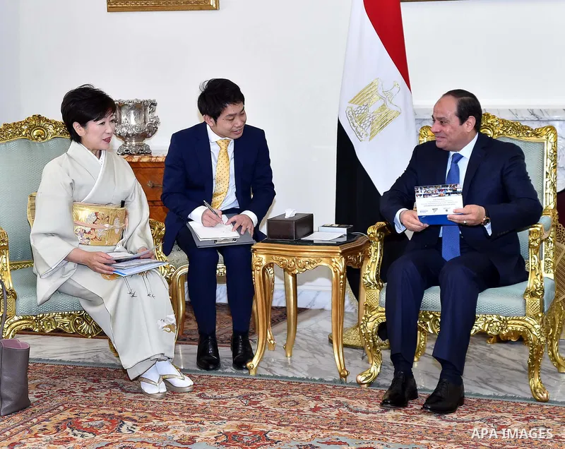 Egyptian President Abdel Fattah al-Sisi meets with Yuriko Koike, a member of the Japanese House of Representatives in Cairo, Egypt, on Feb. 15, 2016. Photo by Egyptian President Office