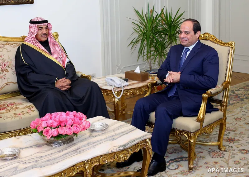 Egyptian President Abdel Fattah al-Sisi meets with Foreign Minister of Kuwait in Cairo, Egypt, on Feb. 16, 2016. Photo by Egyptian President Office