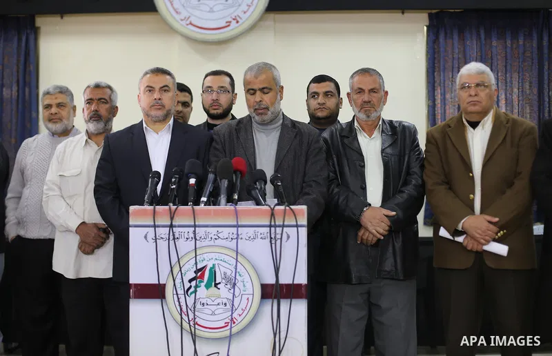 The leader of Al-Ahrar movement, Khaled Abu Hilal, speaks during a press conference in Gaza city on Feb. 16, 2016. Photo by Mohammed Asad