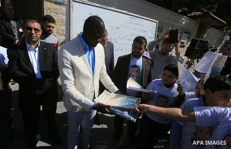 Palestinian students take part in a demonstration calling for the release of Mohammed al-Qiq, a Palestinian prisoner on hunger strike, in front of Red cross office in Gaza city, on February 18, 2016. Israel's top court r...