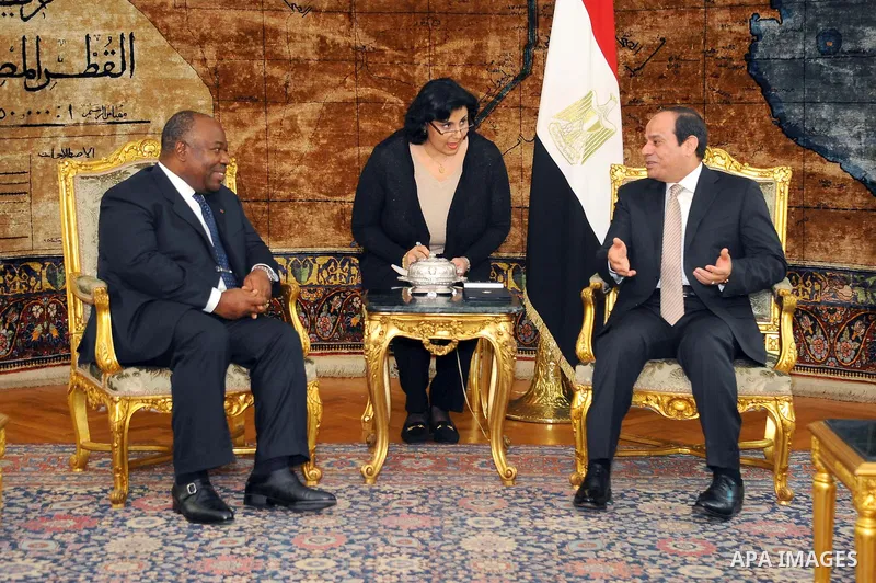 Egyptian President Abdel Fattah al-Sisi meets with President of Gabon Ali Bongo in the Egyptian capital Cairo on Feb. 18, 2016. Photo by Egyptian President Office