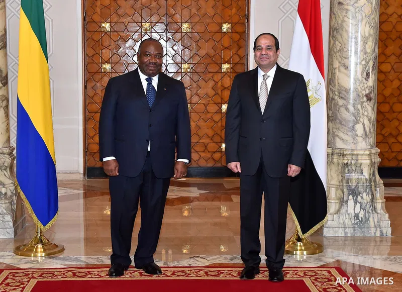 Egyptian President Abdel Fattah al-Sisi meets with President of Gabon Ali Bongo in the Egyptian capital Cairo on Feb. 18, 2016. Photo by Egyptian President Office