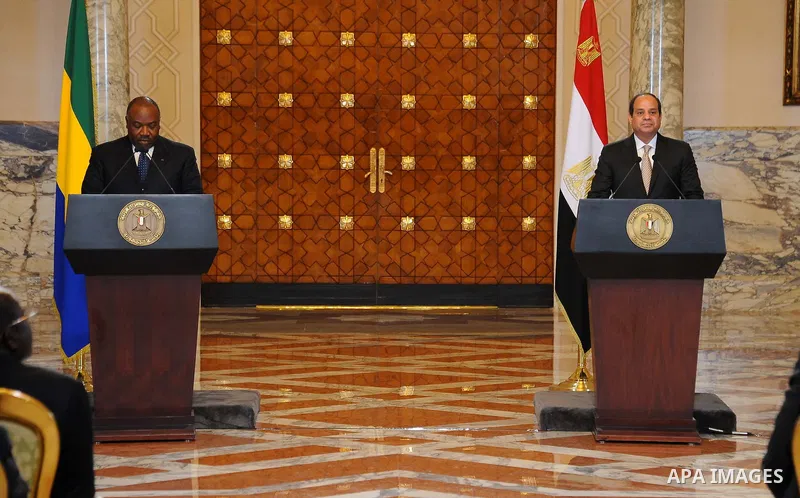 Egyptian President Abdel Fattah al-Sisi and President of Gabon Ali Bongo held a joint press conference in the Egyptian capital Cairo on Feb. 18, 2016. Photo by Egyptian President Office