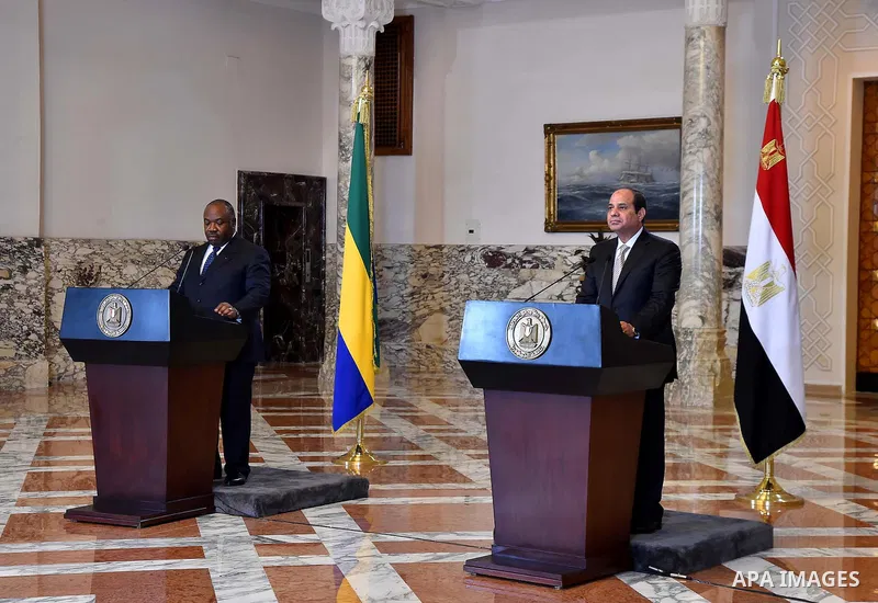 Egyptian President Abdel Fattah al-Sisi and President of Gabon Ali Bongo held a joint press conference in the Egyptian capital Cairo on Feb. 18, 2016. Photo by Egyptian President Office