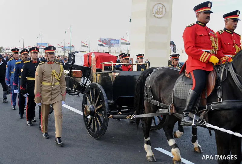Egyptian President Abdel Fattah al-Sisi attends the funeral of former UN secretary-general Boutros Boutros-Ghali in Cairo, Egypt, on February 18, 2016. Egypt's political, religious and diplomatic elite turned out at the...
