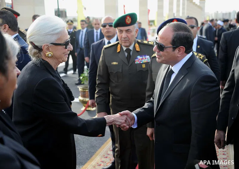 Egyptian President Abdel Fattah al-Sisi attends the funeral of former UN secretary-general Boutros Boutros-Ghali in Cairo, Egypt, on February 18, 2016. Egypt's political, religious and diplomatic elite turned out at the...
