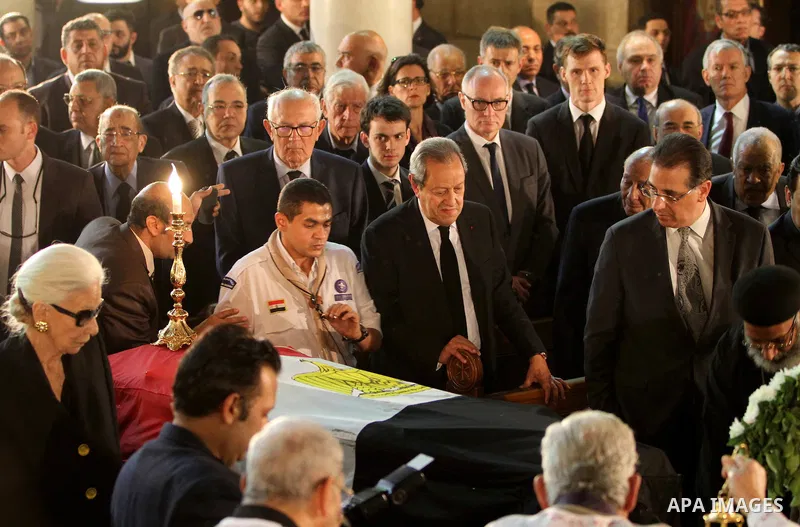 Mourners attend the funeral of former UN secretary-general Boutros Boutros-Ghali at the St Peter and St Paul Orthodox church that was built by his family in Cairo's Abbasiya district, on February 18, 2016. Egypt's politi...