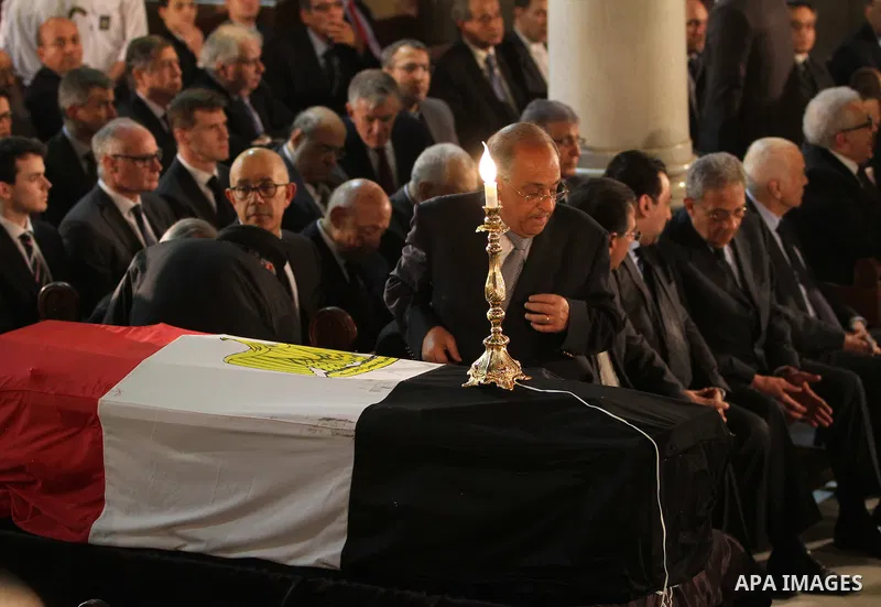 Mourners attend the funeral of former UN secretary-general Boutros Boutros-Ghali at the St Peter and St Paul Orthodox church that was built by his family in Cairo's Abbasiya district, on February 18, 2016. Egypt's politi...