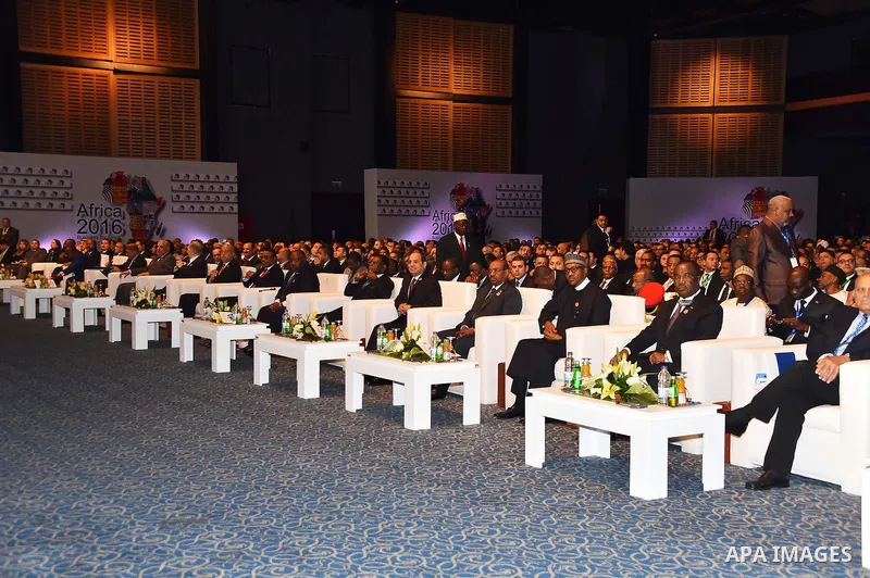 A handout photograph made available by the Egyptian Presidency shows Gabon's President Ali Bongo Ondimba, Equatorial Guinea President Teodoro Obiang Nguema Mbasogo, Egyptian President Abdel Fattah al-Sisi, and Sudanese P...