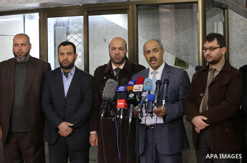 Mohammed Siam speaks during a press conference in Gaza city on Feb. 23, 2016. Photo by Mohammed Asad
