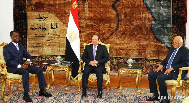 Egyptian President Abdel Fattah al-Sisi meets with President of the Pan-African Parliament in Cairo, Egypt, on Feb. 23, 2016. Photo by Egyptian President Office