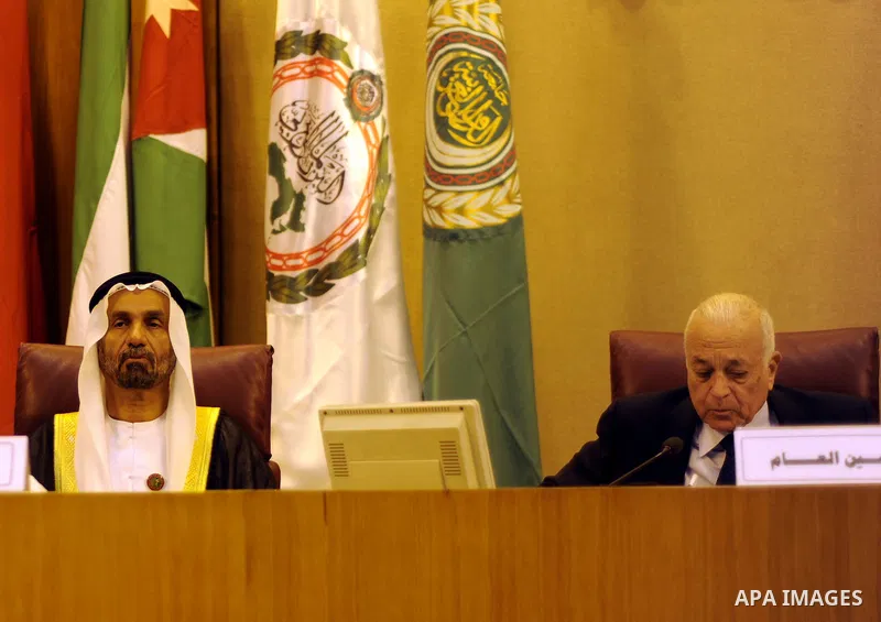 Heads of parliament for Arab countries attend the press conference, at League of Arab States, in Cairo, Egypt, on Feb. 24, 2016. Photo by Amr Sayed