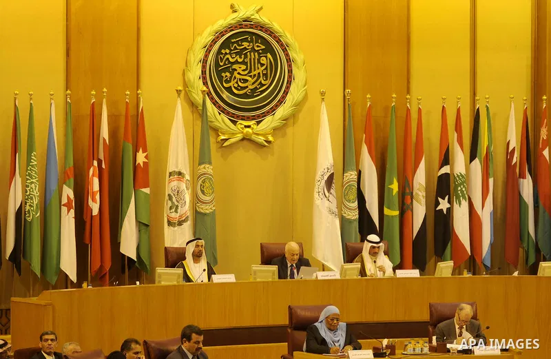 Heads of parliament for Arab countries attend the press conference, at League of Arab States, in Cairo, Egypt, on Feb. 24, 2016. Photo by Amr Sayed