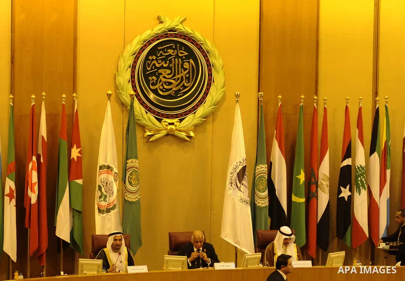 Heads of parliament for Arab countries attend the press conference, at League of Arab States, in Cairo, Egypt, on Feb. 24, 2016. Photo by Amr Sayed