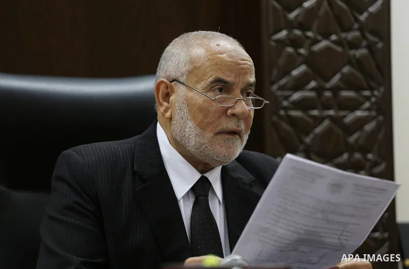 Deputy of the Legislative Council, Ahmed Bahar, speaks during a press conference in Gaza city, on February 25, 2016. Photo by Mohammed Asad