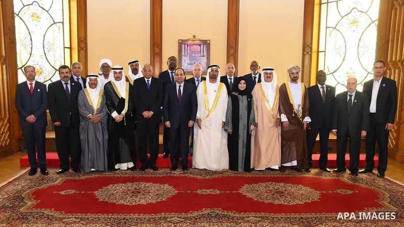 Egyptian President Abdel Fattah al-Sisi meets with a delegation of heads of Arab parliaments in Cairo, Egypt, on Feb. 25, 2016. Photo by Egyptian President Office