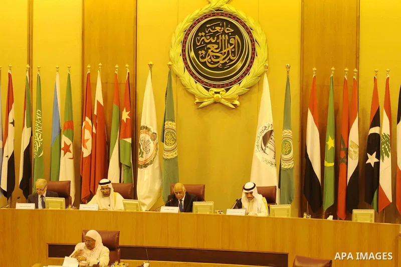 Heads of parliament for Arab countries attend the press conference, at League of Arab States, in Cairo, Egypt, on Feb. 25, 2016. Photo by Stranger