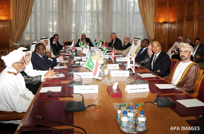 Heads of parliament for Arab countries attend the press conference, at League of Arab States, in Cairo, Egypt, on Feb. 25, 2016. Photo by Stranger