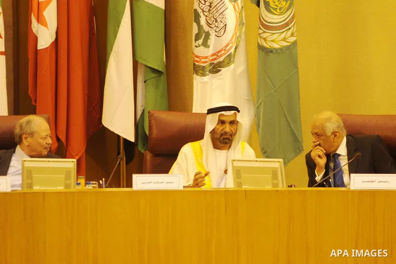 Heads of parliament for Arab countries attend the press conference, at League of Arab States, in Cairo, Egypt, on Feb. 25, 2016. Photo by Stranger