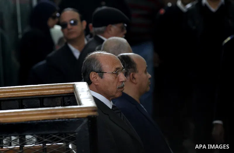 Egyptian former interior minister Habib al-Adly attends his trial on the charges of corruption, in Cairo, Egypt on February 28, 2016. Habib al-Adly served as interior minister of Egypt from 1997 to 2011, he was the longe...