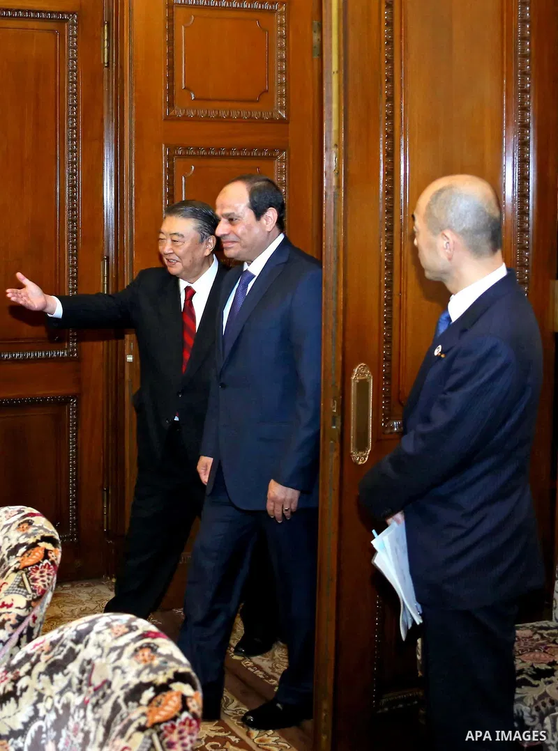 Egypt's President Abdel Fattah al-Sisi delivers a speech at the House of Representatives of the Diet in Tokyo on February 29, 2016. The president is on a four-day visit to Japan. Photo by Egyptian President Office