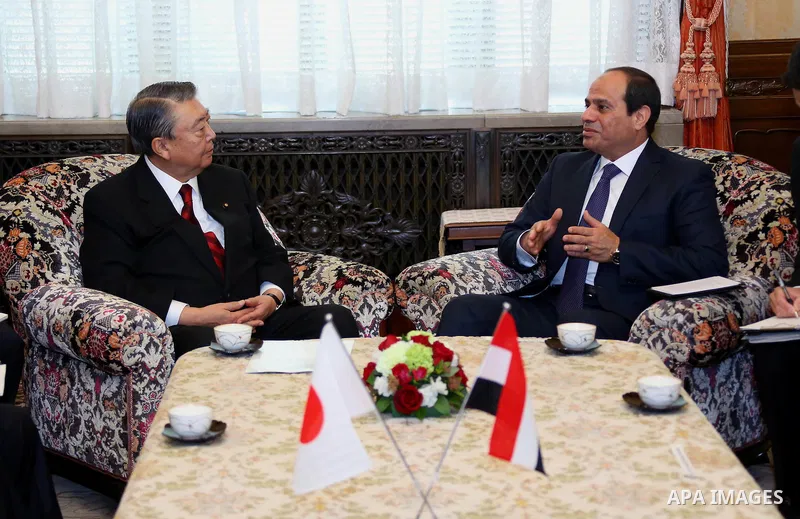 Egypt's President Abdel Fattah al-Sisi delivers a speech at the House of Representatives of the Diet in Tokyo on February 29, 2016. The president is on a four-day visit to Japan. Photo by Egyptian President Office