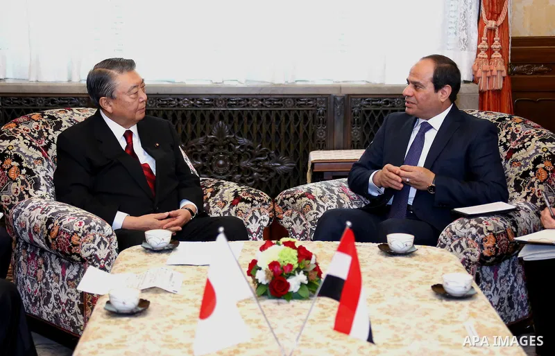 Egypt's President Abdel Fattah al-Sisi delivers a speech at the House of Representatives of the Diet in Tokyo on February 29, 2016. The president is on a four-day visit to Japan. Photo by Egyptian President Office