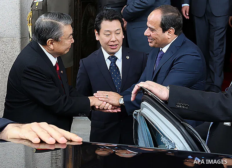 Egypt's President Abdel Fattah al-Sisi delivers a speech at the House of Representatives of the Diet in Tokyo on February 29, 2016. The president is on a four-day visit to Japan. Photo by Egyptian President Office