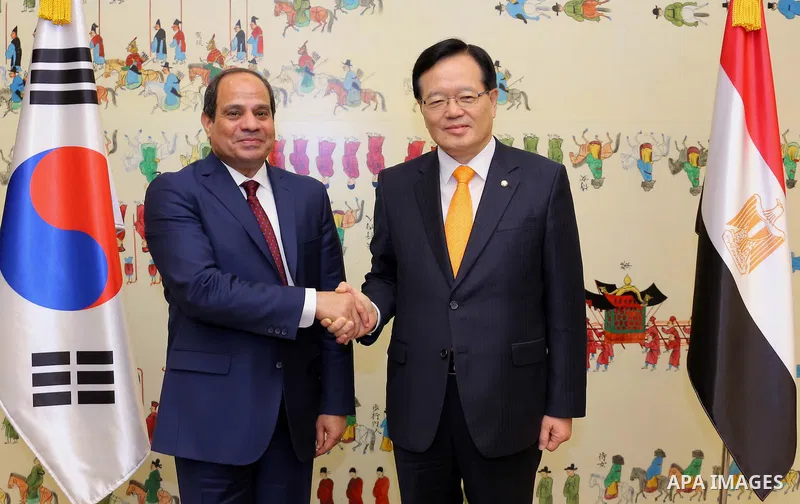 Egyptian President Abdel Fattah al-Sisi meets with Head of Korean Parliament in Seoul, South Korea, 03 March 2016. Egypt's President Abdel Fattah al-Sisi is in South Korea on a three-day official visit to expand exchange...