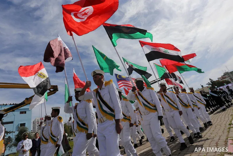 Palestinian members of officers display their skills during a graduation ceremony, in Gaza city, on March 6, 2016. Photo by Mohammed Asad