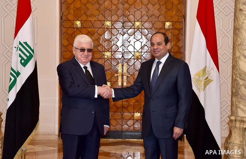 A handout picture released by the Egyptian Presidency on March 7, 2016 shows Egyptian President Abdel Fattah al-Sisi meeting with his Iraqi counterpart Fuad Masum in Cairo. Photo by Egyptian President Office