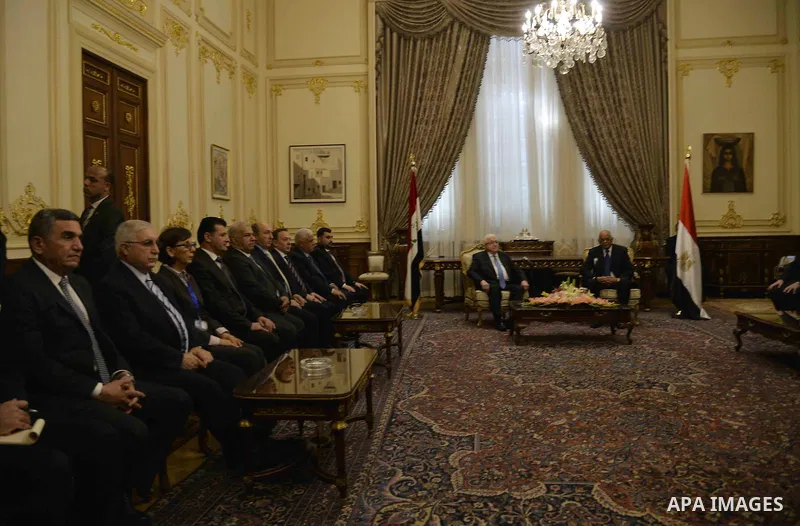 Iraqi President, Fuad Masum, visits the Egyptian Council of Deputies, in Cairo, on March 8, 2016. Photo by Egyptian President Office