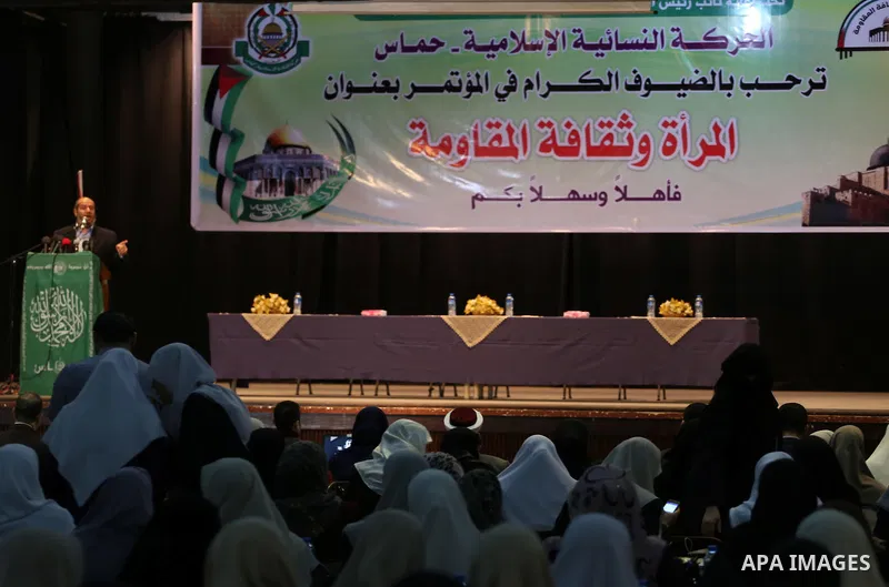 Palestinians attend a meeting on the occasion of International Women's Day in Gaza City on March 8, 2016. People around the globe celebrate International Women's Day, which dates back to the beginning of the 20th Century...