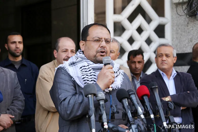 Palestinian Journalists take part during a protest to show solidarity with Palestine Today television after it had been raided by Israeli forces overnight on March 11, 2016 in Gaza city. Israeli forces raided the TV's of...