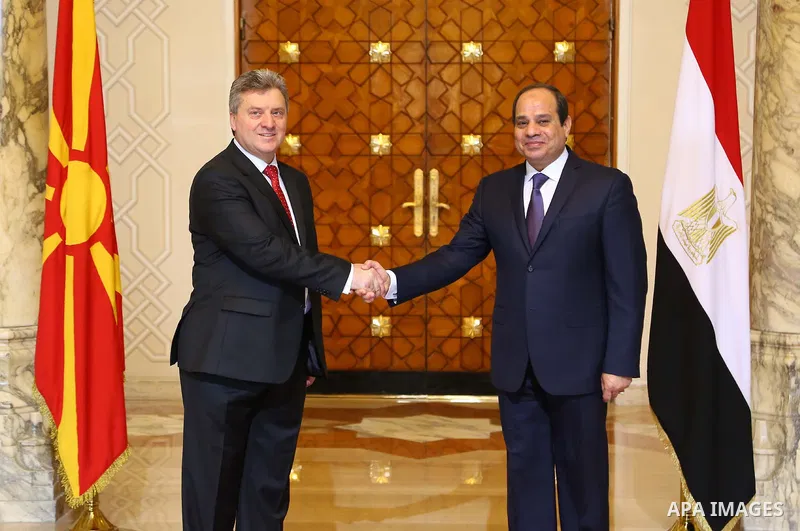 Egypt's President Abdel Fattah al-Sisi meets with Macedonian President Gjorge Ivanov, in Cairo on March 13, 2016. Photo by Egyptian President Office